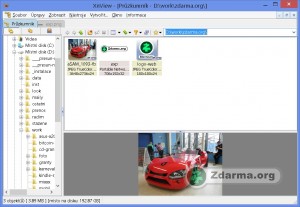 Xnview zobrazující přehled souborů s větším nahledem jednoho z nich.
