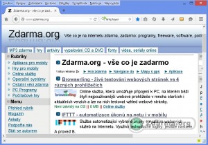 Mozilla Firefox s načteným webem